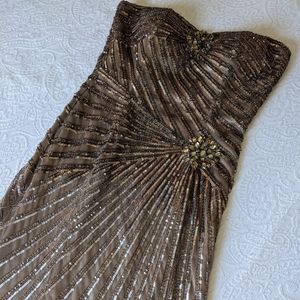 Strapless Champagne Formal Prom Dress